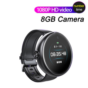 The Smart Watch SpyCam features a sleek black strap, continuous 1080P Full HD recording, and an 8GB camera, while conveniently displaying both time and date.