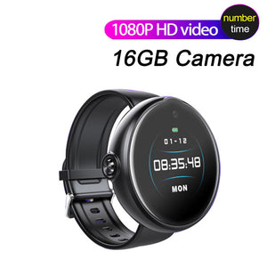 A sleek black Smart Watch SpyCam with a round display features time, date, 1080P Full HD video recording, continuous recording, and includes a "16GB Camera.