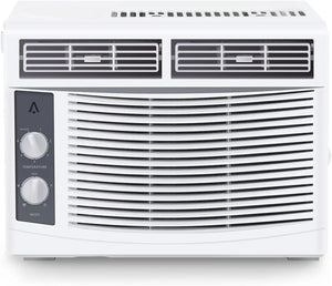 Front view of the Window Air Conditioner featuring dual vents, two control dials for temperature and mode, and a vented grille—perfect for efficient cooling in small rooms.