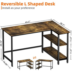 Reversible L-Shaped Gaming Desk