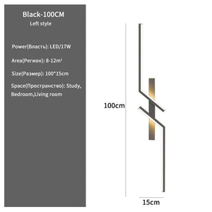 The Minimalist Wall Sconce, in a left style design, is 100cm tall, 15cm wide, and features a 17W LED light—perfect decor for your study, bedroom, or living room.