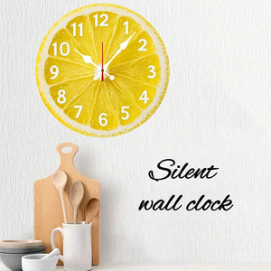 Lemon-Themed Wooden Round Silent Hanging Wall Clock, Suitable For Living Room, Office, Study Room, Bedroom, Home Decoration - image 3