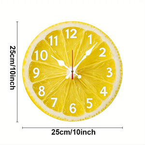 Lemon-Themed Wooden Round Silent Hanging Wall Clock, Suitable For Living Room, Office, Study Room, Bedroom, Home Decoration - image 2
