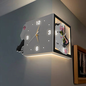 Cat LED Corner Clock
