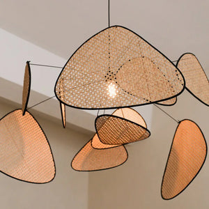 rattan pendant light | rattan chandelier | west elm chandelier | organic modern chandelier | modern rattan chandelier | wicker chandelier shades | modern wicker | best rattan chandelier