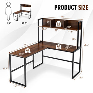 L-Shaped Computer Desk with Hutch - iSmart Home Gadgets Limited