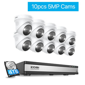 A video surveillance system with 10 CCTV cameras and a 4TB hard disk for outdoor security.