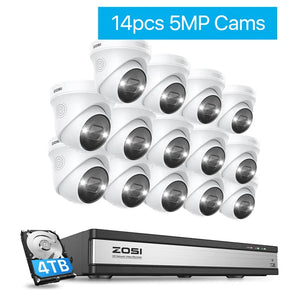 A video surveillance system with 14 CCTV cameras and a 4TB hard disk for outdoor security.