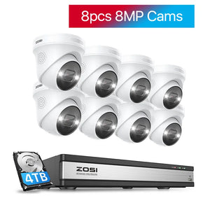 A video surveillance system with 8 CCTV cameras and a DVR for outdoor security.