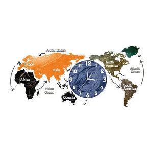 Enhance your decor with this unique World Map Wall Clock, perfect for travel enthusiasts.