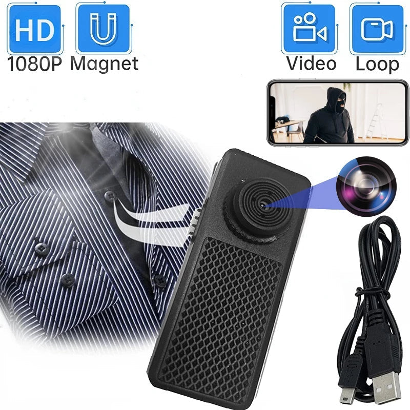 The Advanced Shirt Button SpyCam, evoking the style of James Bond gadgets, includes a magnet, WiFi connectivity, night vision, video capability, and loop recording. Displayed with a USB cable, it offers discreet use in a shirt buttonhole for SpyCam enthusiasts.