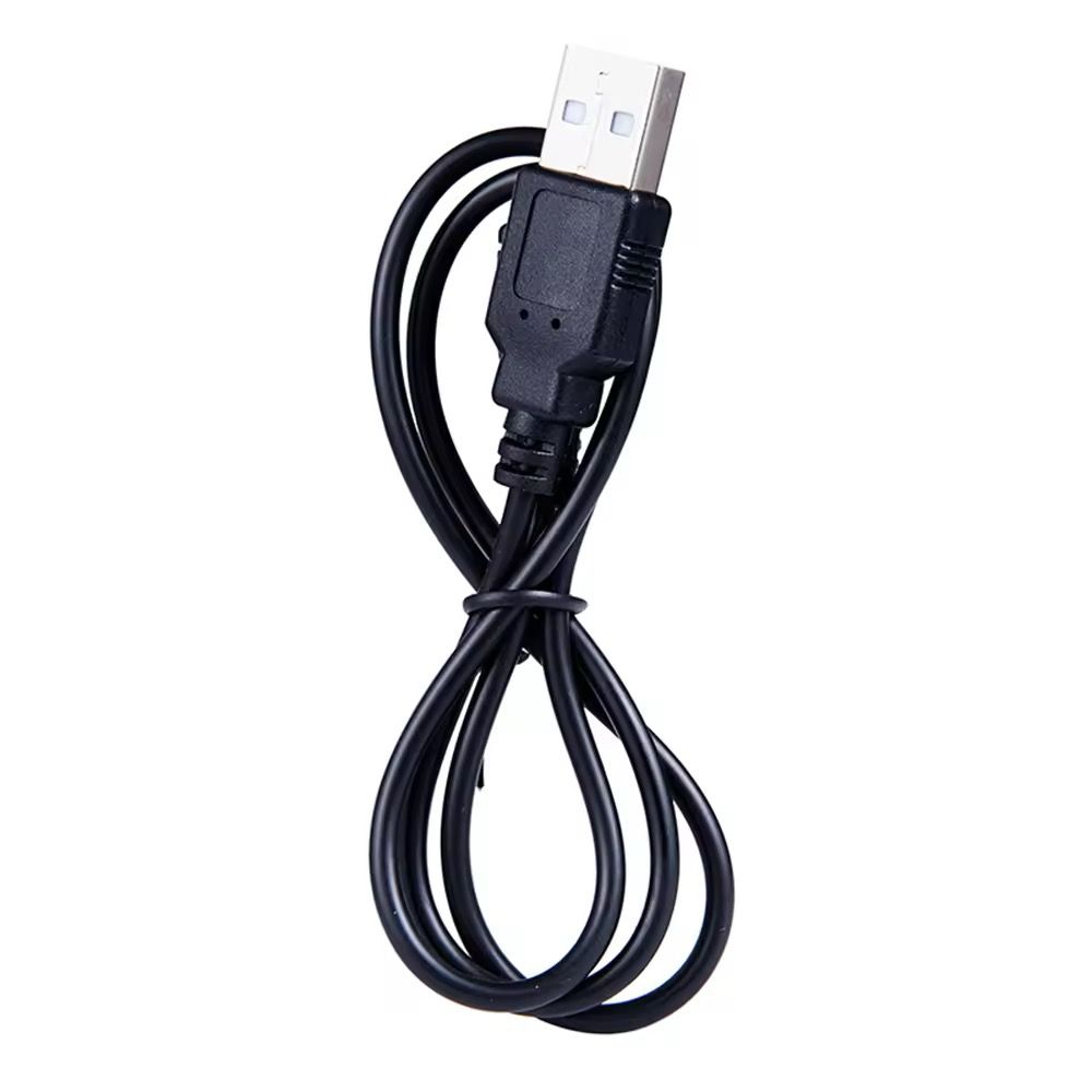 Black USB cable with a standard USB-A connector, coiled loosely against a white background—ideal for charging your Outdoor Flashlight SpyCam before any adventure.