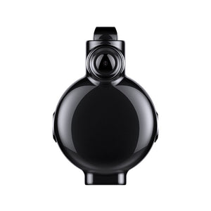 The Necklace SpyCam is a sleek, black, round electronic device with a central lens on top, resembling a spy camera necklace, photographed against a white background.