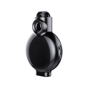 The Necklace SpyCam is a small, black, round digital device with a lens at the top and side buttons, shown on a white background.