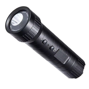 The Outdoor Flashlight SpyCam is a black, handheld waterproof flashlight with a cylindrical body, ridged grip, forward-facing clear lens, power button, and 1080p resolution—ideal for discreet recording and long battery life anywhere.