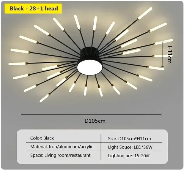 magic wand light | architectural lighting design | sunburst light fixture | sunburst ceiling light | sunburst ceiling medallion