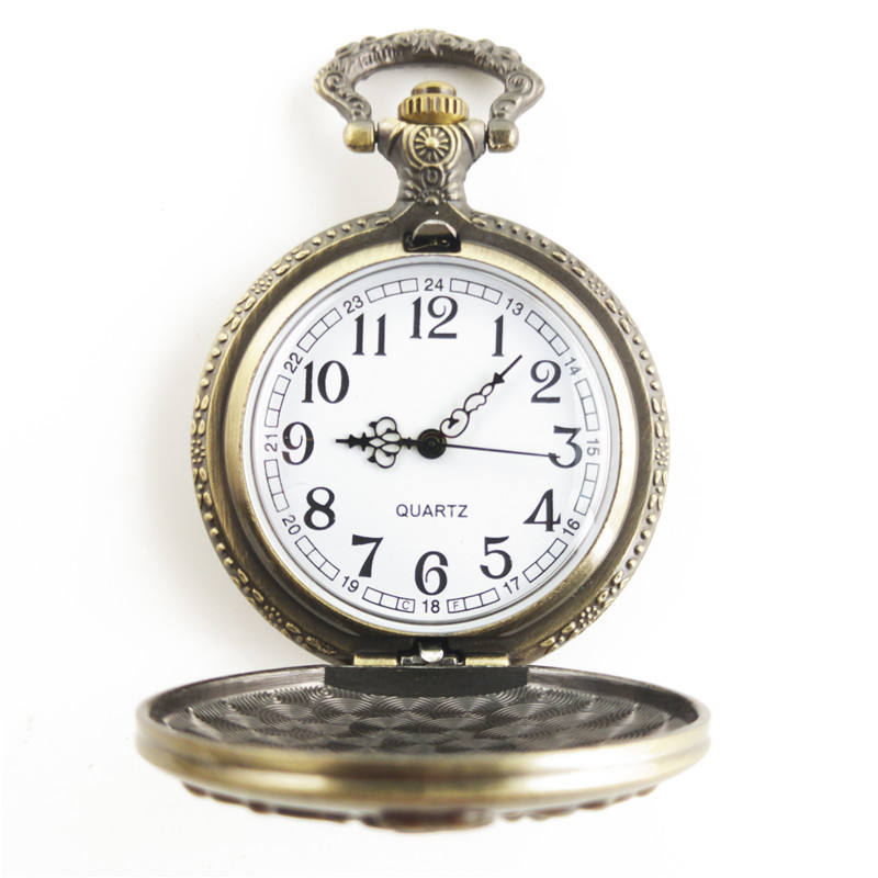 A Skeleton Pocket Watch featuring a classic white face and vintage-inspired design.