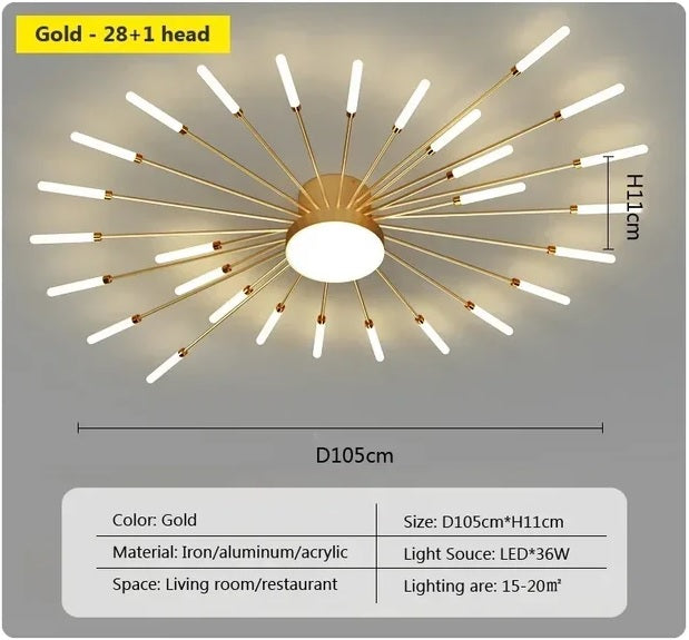 magic wand light | architectural lighting design | sunburst light fixture | sunburst ceiling light | sunburst ceiling medallion