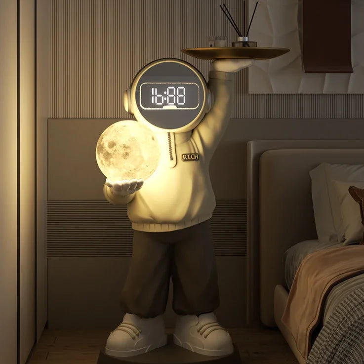 Astronaut Statue Clock Night Light