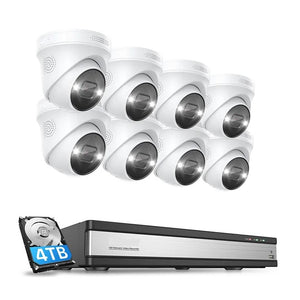 An upgraded outdoor security surveillance system with AI detection, including eight CCTV cameras with a hard drive.
