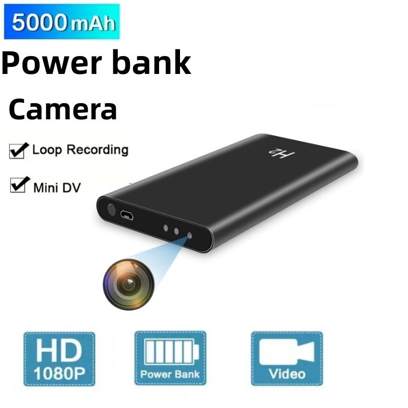 The Power Bank SpyCam is a portable 5000mAh power bank with a hidden lens, HD 1080P video, mini DV, loop recording, and discreet camera at the device's end.