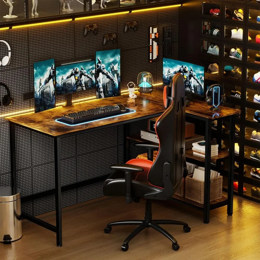 Reversible L-Shaped Gaming Desk