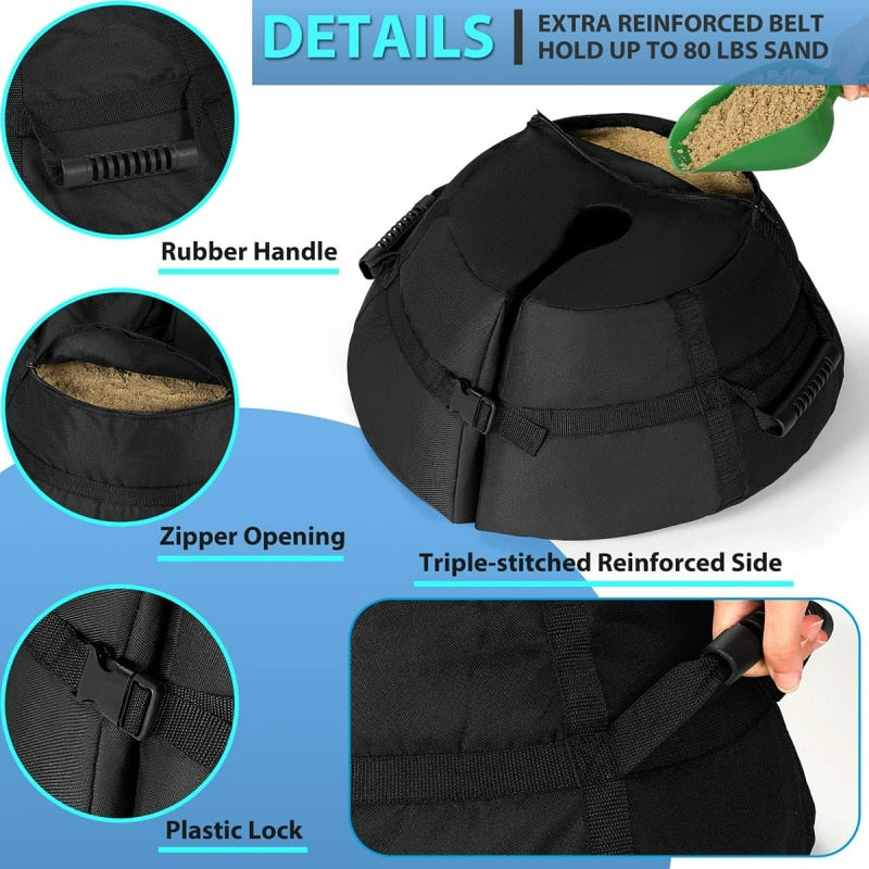 umbrella weighted base | in-ground umbrella base | umbrella base water filled | fillable umbrella base | beach umbrella sand bags | best umbrella stand for wind | where to buy sand for umbrella base | filled umbrella base with water or sand | sand filled umbrella base