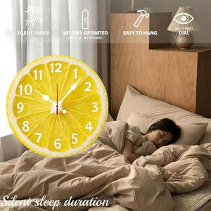 Lemon-Themed Wooden Round Silent Hanging Wall Clock, Suitable For Living Room, Office, Study Room, Bedroom, Home Decoration - image 4