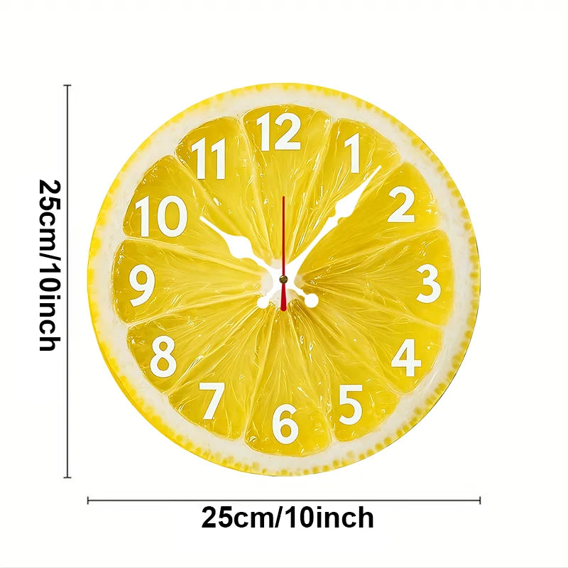 Lemon-Themed Wooden Round Silent Hanging Wall Clock, Suitable For Living Room, Office, Study Room, Bedroom, Home Decoration - image 2