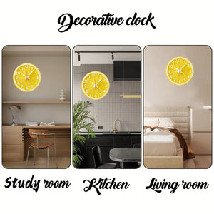 Lemon-Themed Wooden Round Silent Hanging Wall Clock, Suitable For Living Room, Office, Study Room, Bedroom, Home Decoration - image 5