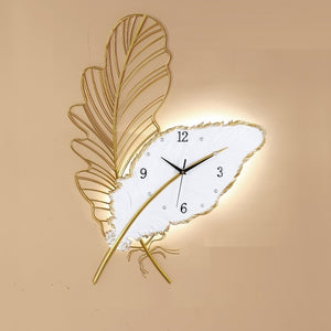feather wall clock light | feather wall light | wall clock light | wall clock that lights up at night | oversized illuminated wall clock | illuminated wall clock | feather light fixture | feather art | feather art | metal feather wall decor | feather wall light | large metal feather wall art | 3 piece feather wall art | feather wall sconce