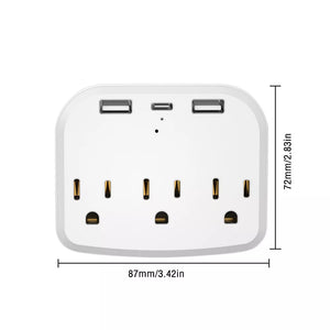 The US Outlet SpyCam is designed to look like a standard white electrical wall outlet, providing HD clarity. It comes with two USB ports and three plug sockets and measures 87mm by 72mm.