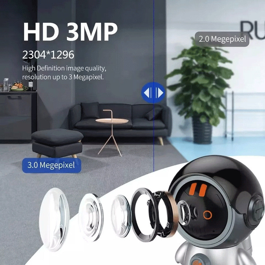 See how 3.0 MP camera quality in a living room offers clearer detail than 2.0 MP, with the comparison shown left. Below, view Mini Robot SpyCam lens parts—ideal for boosting home security.