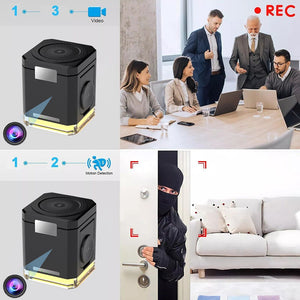 The Universal Charger Night Light SpyCam offers compact security with video and motion detection. It discreetly captures events like a masked intruder in a business meeting, ideal for stealthy monitoring.