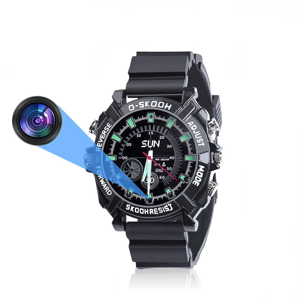 Stylish Watch SpyCam: This black digital wristwatch discreetly features a hidden camera and records in 1080P, making it ideal for covert surveillance or monitoring.