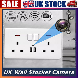 The UK Socket SpyCam is a discreet wall socket with home surveillance capabilities, featuring USB charging ports and a standard plug outlet. It offers HD 1080P resolution and is available with UK stock and fast shipping.