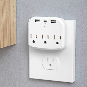 The US Outlet SpyCam is a groundbreaking device that includes three USB ports, three standard plug sockets, and a power adapter integrated into a wall outlet, along with advanced motion detection for improved security.