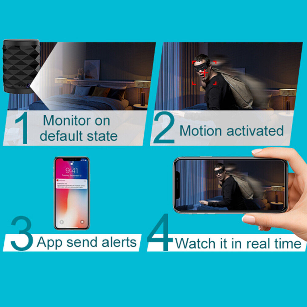 Infographic featuring the Bluetooth Speaker SpyCam: it discreetly monitors your home, detects motion, sends 24/7 security alerts to your smartphone, and enables real-time viewing on your mobile device.