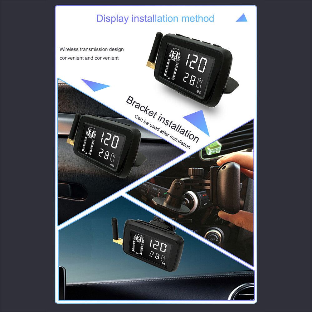 This installation guide for the digital display includes dashboard and bracket attachment steps, features wireless transmission for convenience and versatility, and integrates a Tire Pressure & Temperature Monitoring System to enhance driving safety.