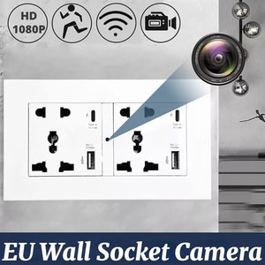 Meet the "EU Plug Wall Outlet SpyCam": a discreet wall socket with a hidden camera for real-time monitoring. It offers dual USB ports, multiple plug types, and wireless convenience with HD 1080P clarity—ideal for seamless security integration.