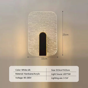 The Beautiful Wall Sconce is a contemporary wall light fixture with dimensions of 15cm x 23cm, made from a combination of hardware and acrylic. It features a white silk color and comes equipped with an LED light source that has a power consumption of 5W. The voltage range is between 90-260V, making it versatile for various installations. This elegant sconce effectively illuminates an area of 3-5m².