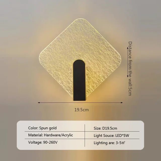 The Beautiful Wall Sconce is a contemporary lighting fixture with a diamond shape, measuring 19.5cm in both width and height. Its spun gold color and hardware/acrylic construction provide a minimalist yet luxurious addition to any space. Featuring a 5W LED light source, it is ideal for illuminating areas of 3-5 square meters with modern elegance.