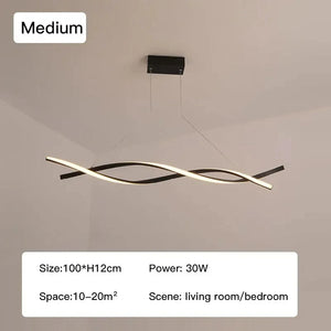 The Stylish Pendant Light boasts a sculptural design with modern LED twists, ideal for living rooms or bedrooms. It measures 100*H12cm, uses 30W, and suits spaces of 10–20m².