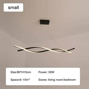 The Stylish Pendant Light features a sculptural wavy design at 80*H10cm with a 30W capacity, ideal for illuminating spaces of 8-15m². Perfect for modern living rooms or bedrooms, it offers both elegance and contemporary style in its "small" size.