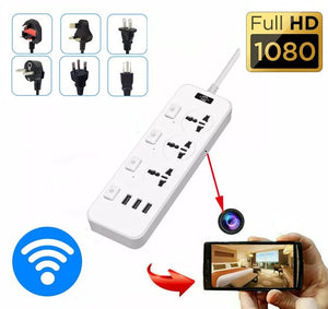 The Power Strip SpyCam is a versatile device equipped with multiple plug adapters, USB ports, and a built-in hidden camera. It allows you to stream 1080P HD video directly to your smartphone via Wi-Fi for clear and convenient room monitoring.