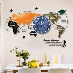 Add a touch of wanderlust to your decor with this 3D World Map Wall Clock. Ideal for travel enthusiasts.
