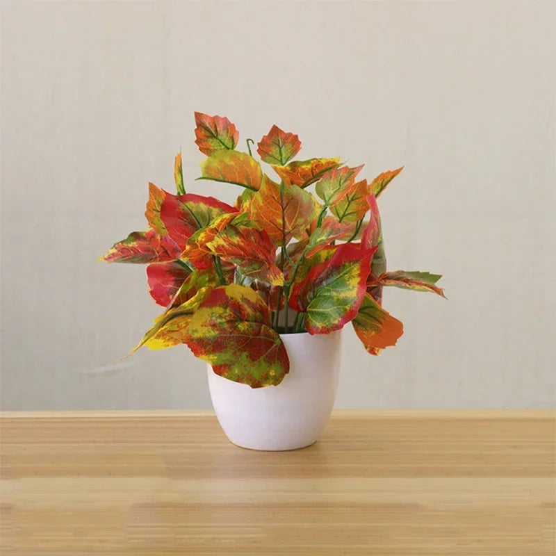 mini fake plants in pots Simulated Potted Plant Unfading Anti-corrosive Plastic Simulation Plant Potted Small Bonsai Wedding Party Garden Decor