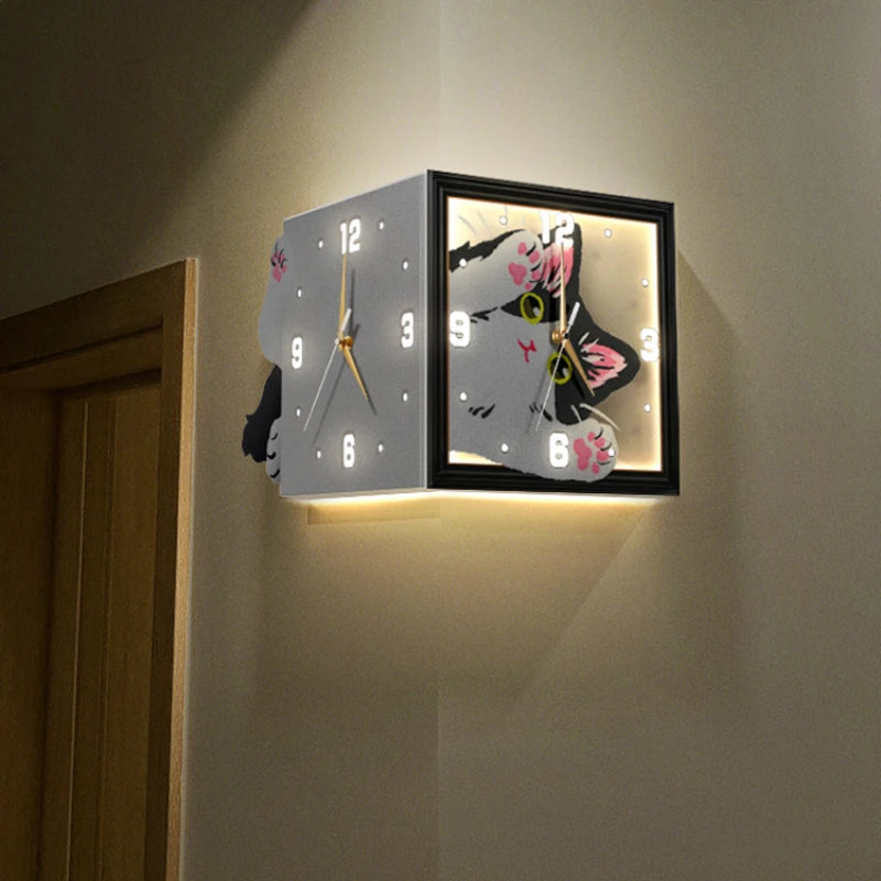 Cat LED Corner Clock