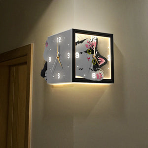Cat LED Corner Clock