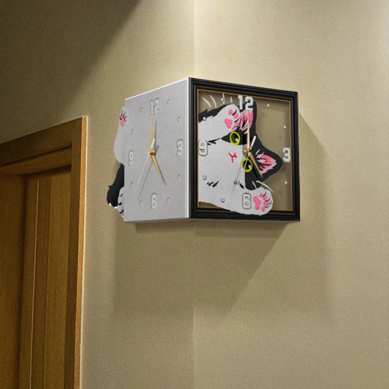 Cat LED Corner Clock